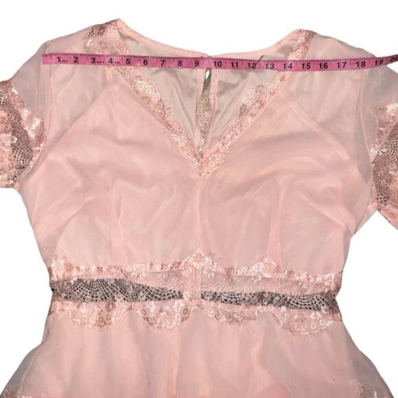 Vintage Inspired Long Pink Layered V Neck Half Sleeves Maxi Dress Women size XL - Picture 12 of 15